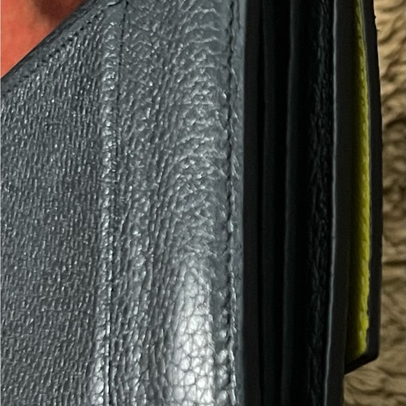 Celine Black leather flap Wallet black with yellow inside - Picture 6 of 12